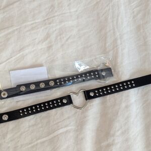 2 New Black Studded Choker Necklaces